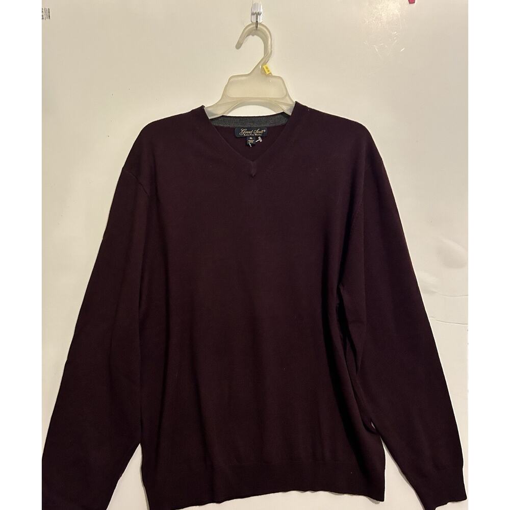 Garret Scott Extra Fine Merino Wool Sweater Mens XL Maroon Pullover Soft Light